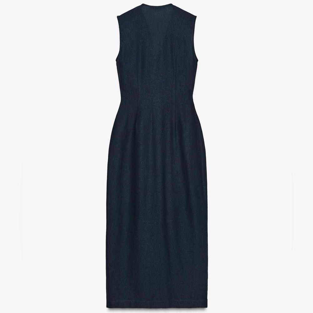 ZARA LINEN BELTED MIDI DRESS - Picture 5 of 6